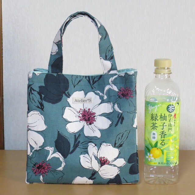 ミニスクエアトートバッグ☆花柄（濃グリーン） | iichi 日々の暮らし