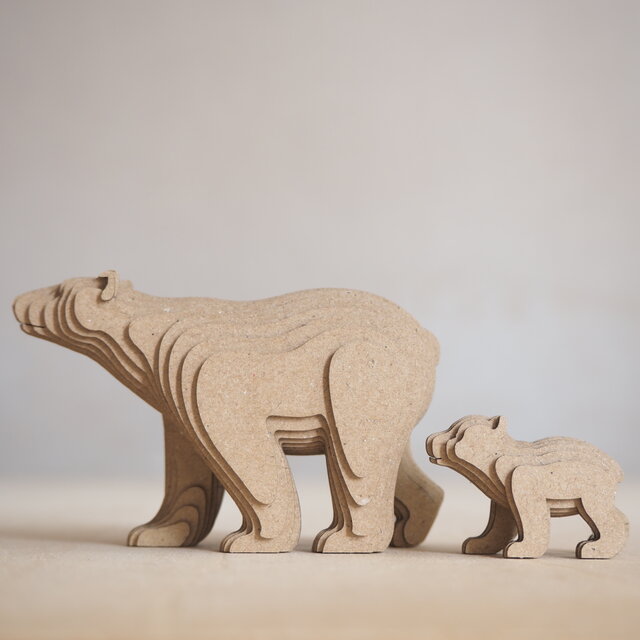 工作キット】段々動物園-シロクマの親子 | iichi 日々の暮らしを