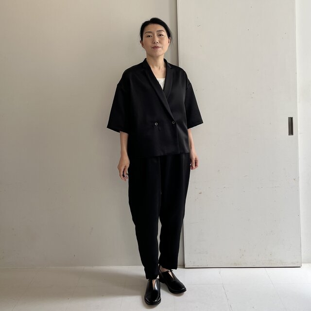 コットンリネンサテンセットアップ(ブラック) | iichi 日々の暮らしを