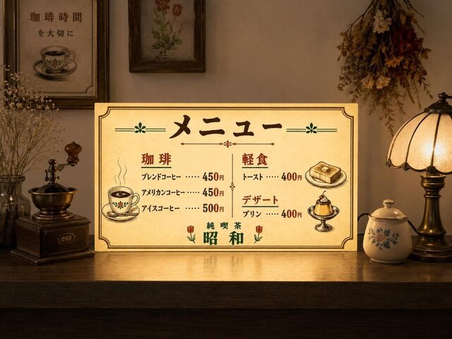 オーダー無料】純喫茶 喫茶店 カフェ コーヒー 紅茶 メニュー 昭和