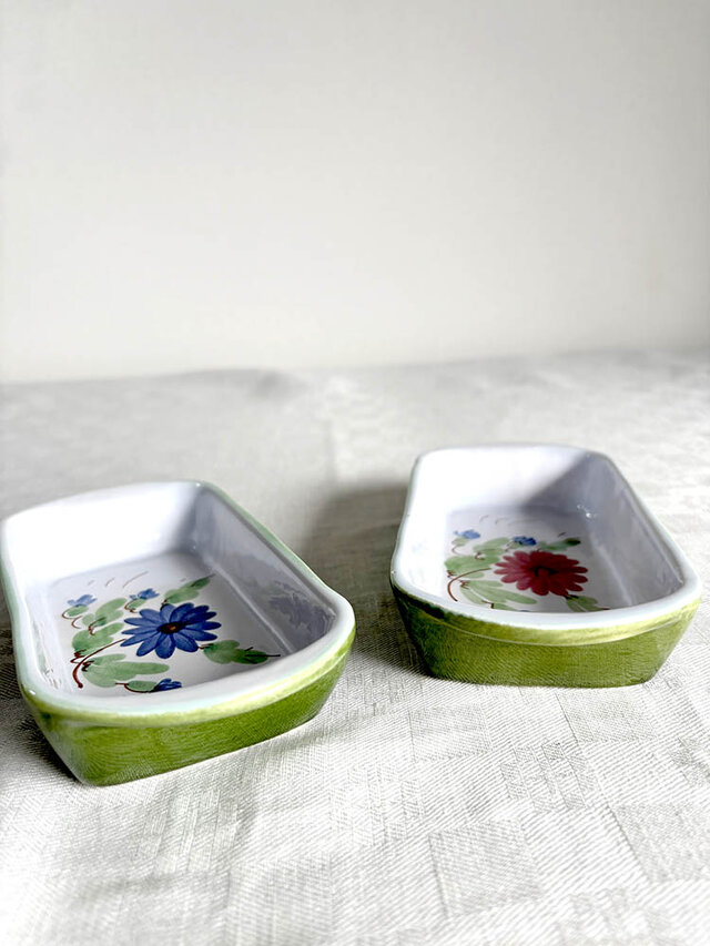 小皿 グラタン皿 2個セット キャセロール 保存容器 小物入れ 花柄