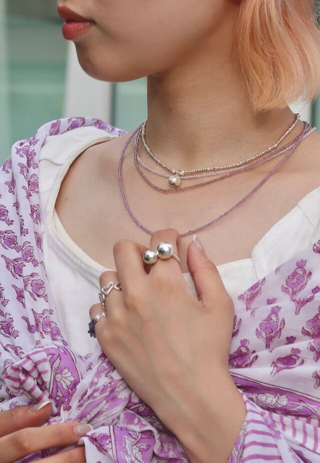 天然石ビーズ】紫陽花色のネックレス（アメジスト） | iichi 日々の