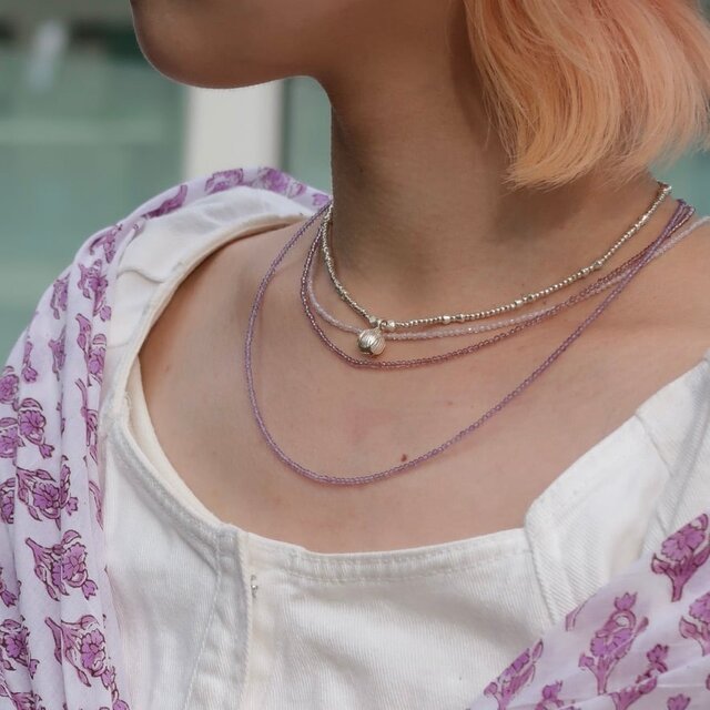天然石ビーズ】紫陽花色のネックレス（アメジスト） | iichi 日々の 