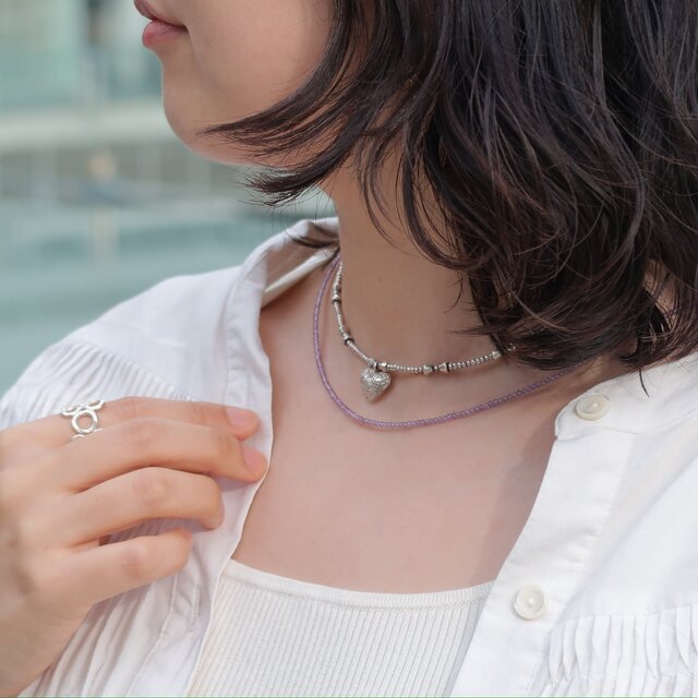 天然石ビーズ】紫陽花色のネックレス（アメジスト） | iichi 日々の