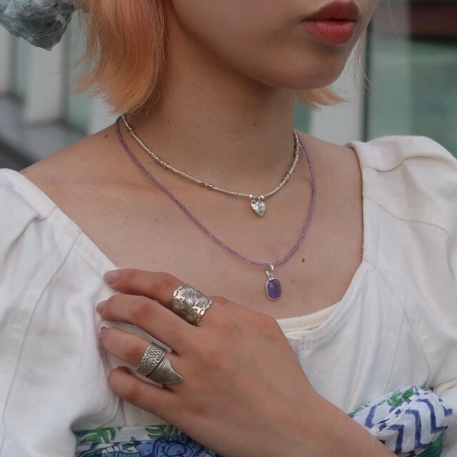 天然石ビーズ】紫陽花色のネックレス（アメジスト） | iichi 日々の 
