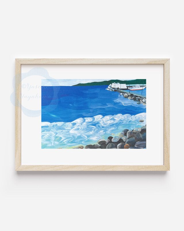 137）海と白い波と小さな船の風景 ポストカード 3枚セット | iichi