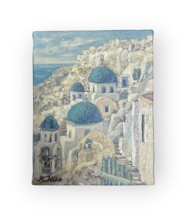 夢の時間(油絵0号、原画、ギリシャ、サントリーニ島) | iichi 日々の