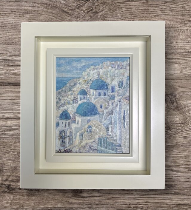夢の時間(油絵0号、原画、ギリシャ、サントリーニ島) | iichi 日々の