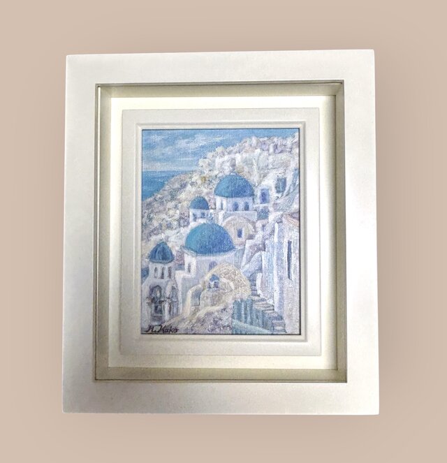 夢の時間(油絵0号、原画、ギリシャ、サントリーニ島) | iichi 日々の