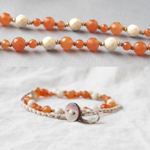 Fresh Orange Short Necklace（オレンジアベンチュリン×リバーストーン