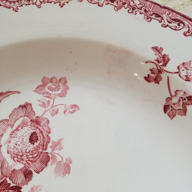 フランス サルグミンヌ SARREGUEMINES FONTANGES レッドフラワー