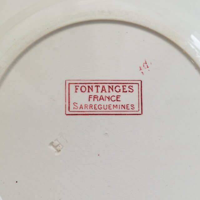 フランス サルグミンヌ SARREGUEMINES FONTANGES レッドフラワー