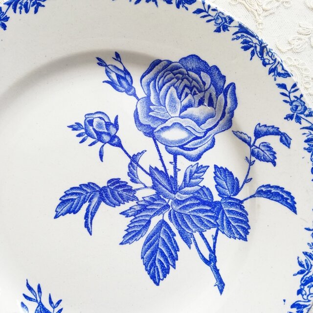 JB AdeV （REGARDS/ルギャール)ローズデクペプレート薔薇　皿 フランス ブルーローズ 薔薇 フラットプレート 平皿/TB0856A | iichi