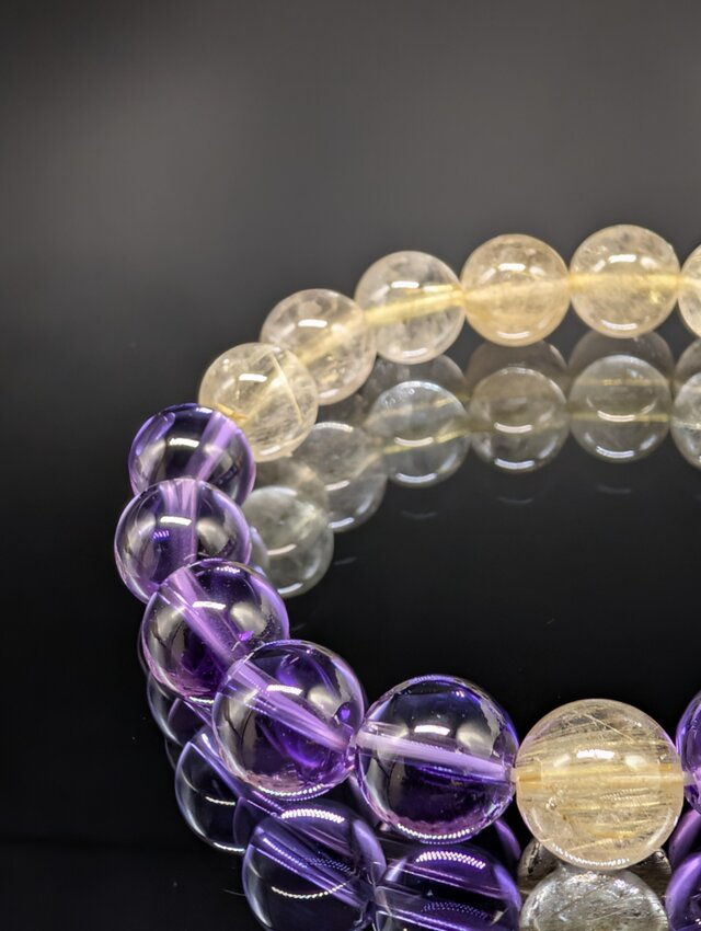 ルチルクォーツ ブレスレット 10mm パワーストーン】ルチルクォーツ アメジスト 10mm ブレスレット 【高