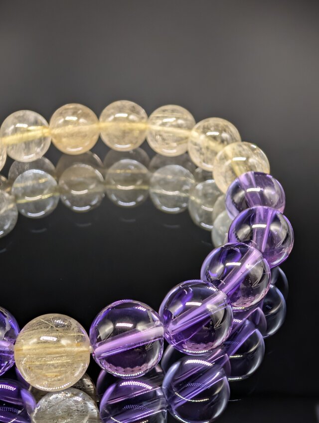 パワーストーン】ルチルクォーツ アメジスト 10mm ブレスレット 【高