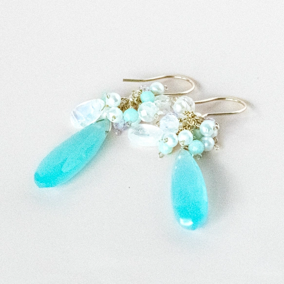 海風の花束｜シーブルカルセドニーとレインボームーンストーンの天然石