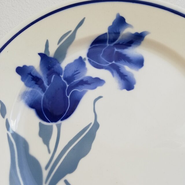 フランス BADONVILLER TULIPS ブルー チューリップ デザートプレート