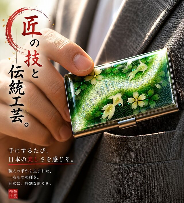 名刺入れ『氏』カードケース 和柄 和風 桜 伝統工芸 職人 手作り