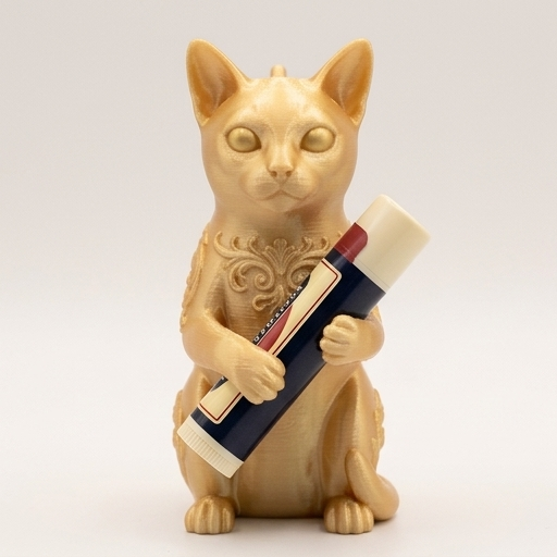 猫（トンキニーズ）の3Dプリント リップケース シルクゴールド