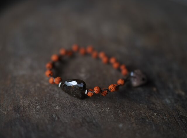 Tourmaline・rudrakusha- braid bracelet *allergy_free | iichi 日々