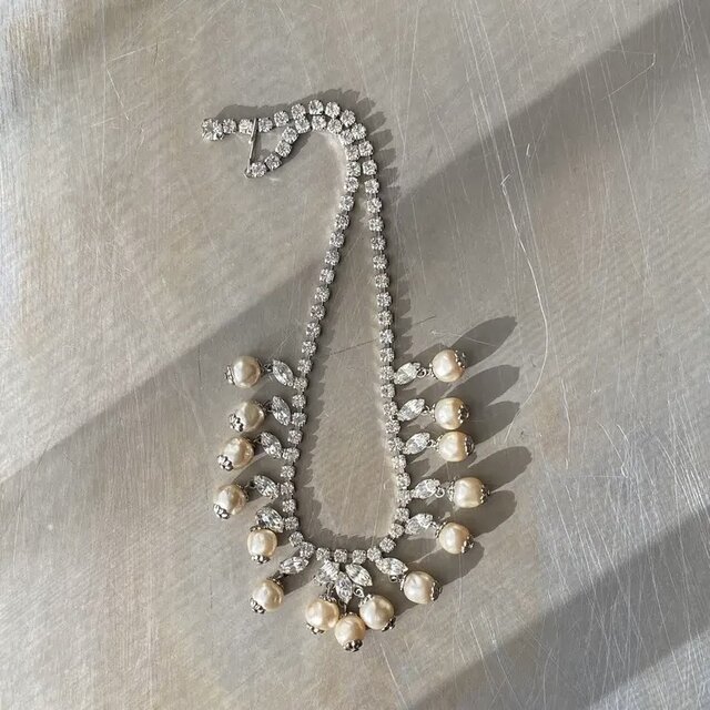 ヴィンテージネックレス 50s 60s Vintage 50s-60s USA retro crystal bijou×pearl necklace | iichi