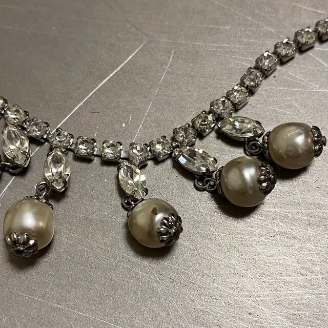 ヴィンテージネックレス 50s 60s Vintage 50s-60s USA retro crystal bijou×pearl necklace | iichi