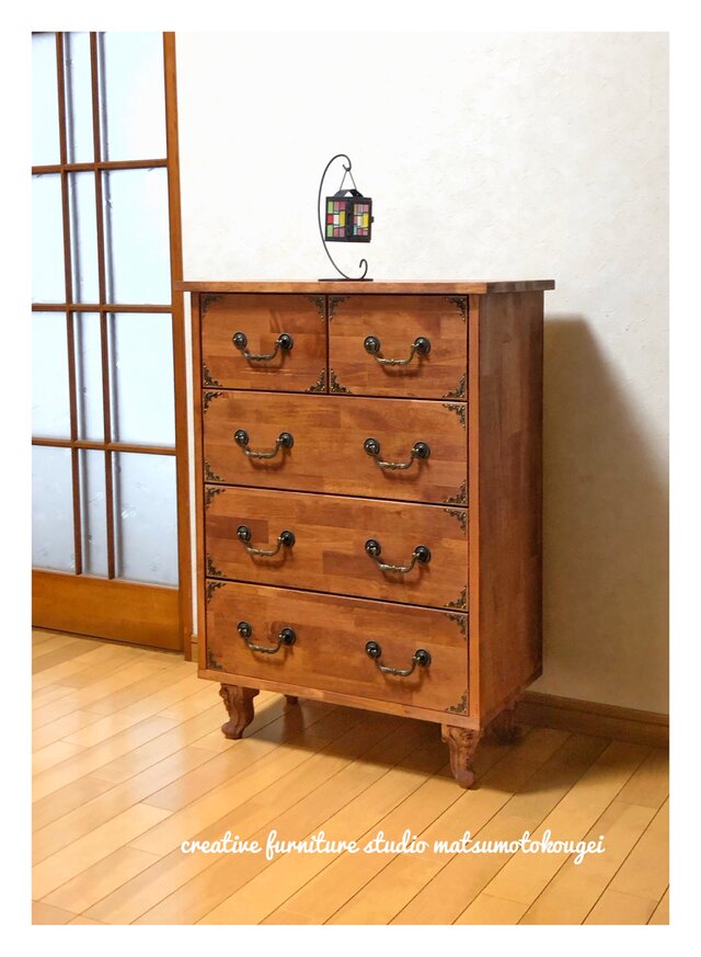 天然木 classic chest W60 4DRS 5storage 真鍮 金具 猫脚✨選べる
