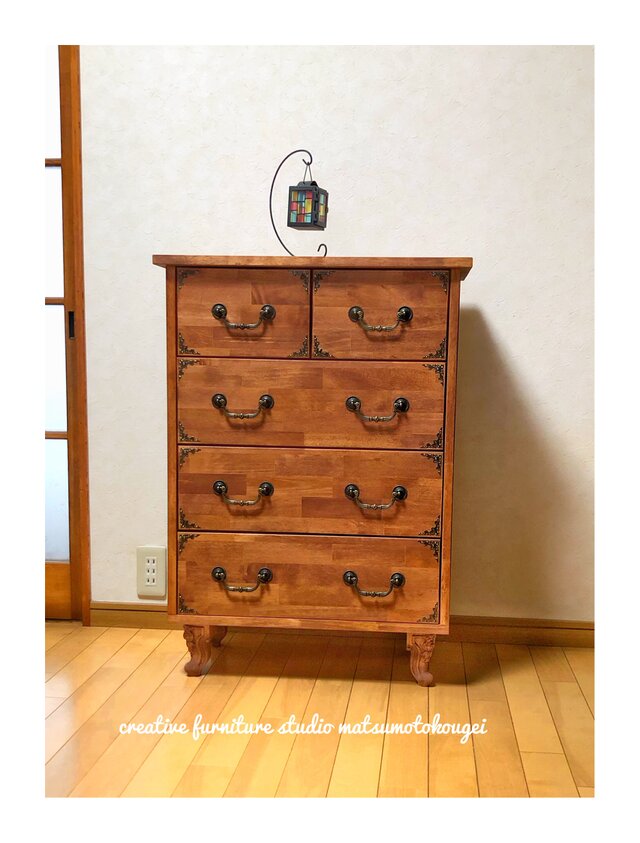 天然木 classic chest W60 4DRS 5storage 真鍮 金具 猫脚✨選べる
