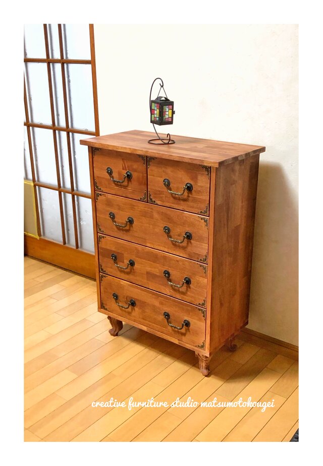天然木 classic chest W60 4DRS 5storage 真鍮 金具 猫脚✨選べる