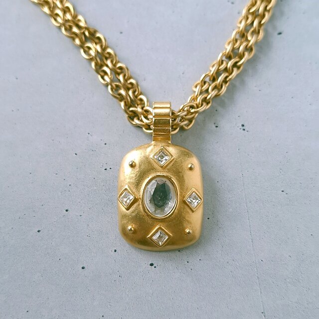 Catherine Stein》two strand matte gold clear plastic ヴィンテージ