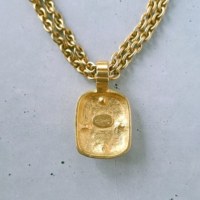 Catherine Stein》two strand matte gold clear plastic ヴィンテージ