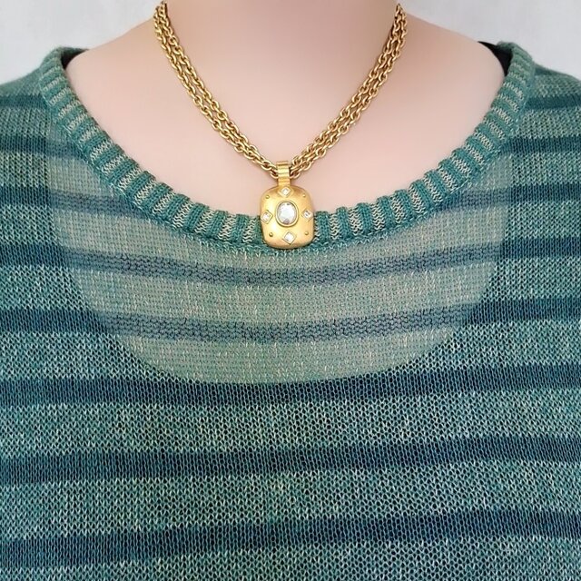 Catherine Stein》two strand matte gold clear plastic ヴィンテージ
