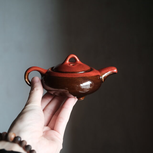浅型の形状◇中国茶急須 煎茶 赤・茶 茶器 丁寧な暮らしに。工芸品 器