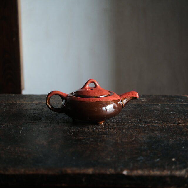 浅型の形状◇中国茶急須 煎茶 赤・茶 茶器 丁寧な暮らしに。工芸品 器