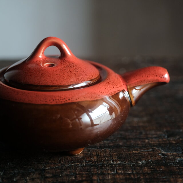 浅型の形状◇中国茶急須 煎茶 赤・茶 茶器 丁寧な暮らしに。工芸品 器