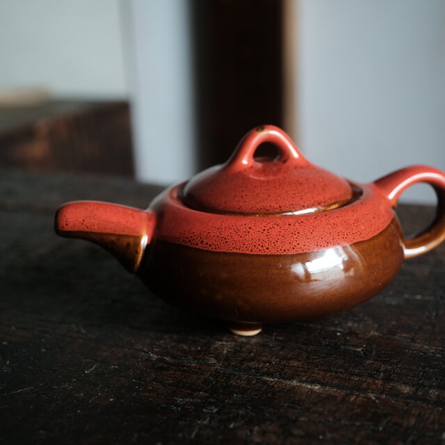 中国茶器　急須 浅型の形状◇中国茶急須 煎茶 赤・茶 茶器 丁寧な暮らしに。工芸品 器