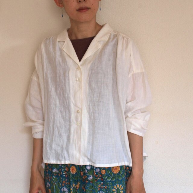 LINEN 開襟シャツ *オフホワイト* size FREE | iichi 日々の暮らしを