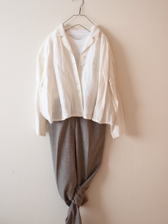 LINEN 開襟シャツ *オフホワイト* size FREE | iichi 日々の暮らしを