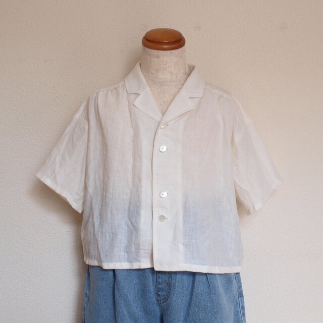 LINEN 開衿シャツ *オフホワイト* size 110 | iichi 日々の暮らしを 