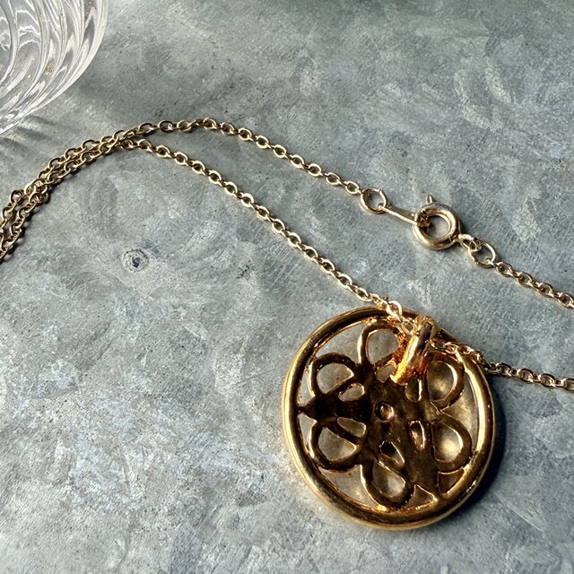 N328-ヴィンテージネックレス U.S.A. 1970-80's Gold-tone Openwork