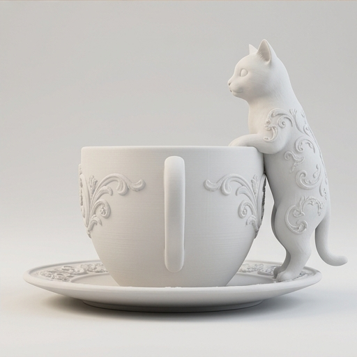 猫（マンチカン）のアクセサリートレイ 小物入れ マットホワイト