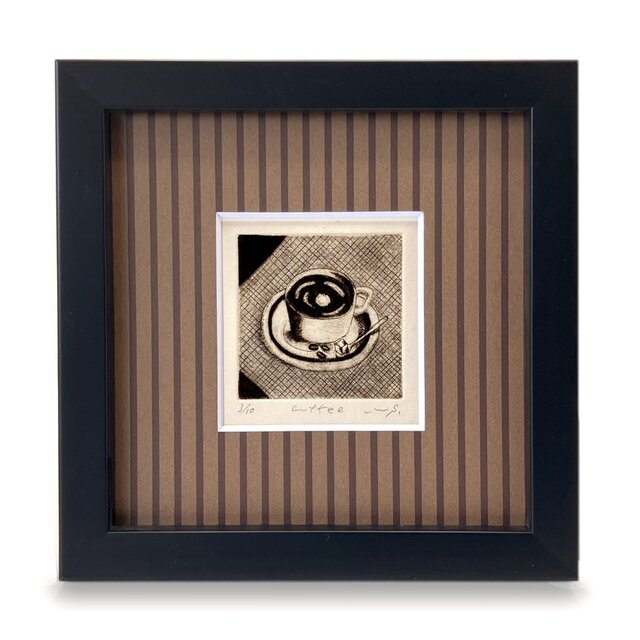 額付き　ハンドメイドアート 銅版画「Coffee」額付き | iichi 日々の暮らしを心地よくする