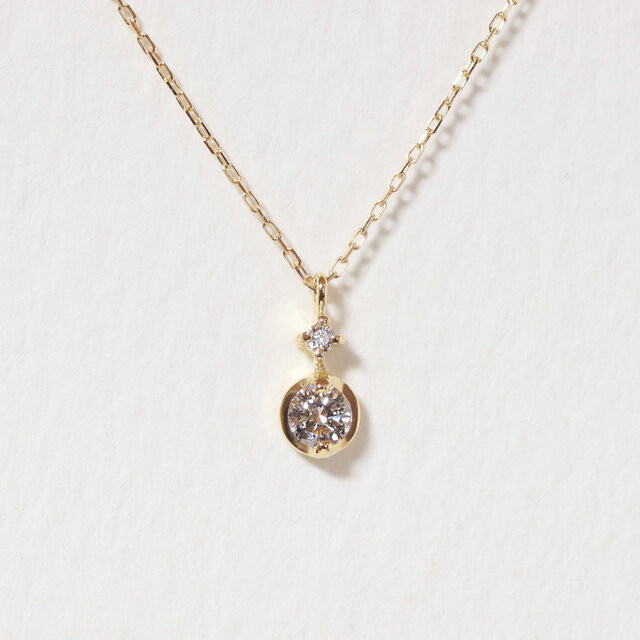 K18 0.10ct ダイヤモンドペンダント 18金 一粒天然ダイヤ ネックレス