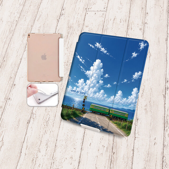 手帳型iPadケース《バックカバー：ソフトタイプ》片面印刷/カメラ穴有