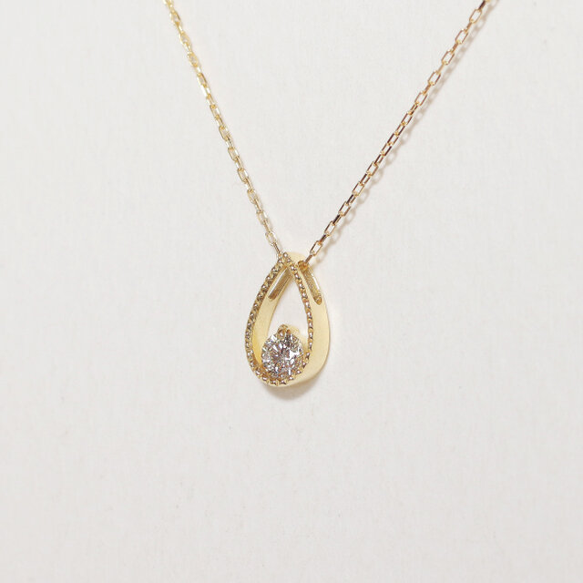 K10 0.10ct しずく ミル打ち 一粒ダイヤモンドペンダント 10金 天然