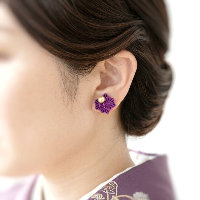 大人の和装ピアス / イヤリング 】 京紫｜訪問着・結婚式・パーティー