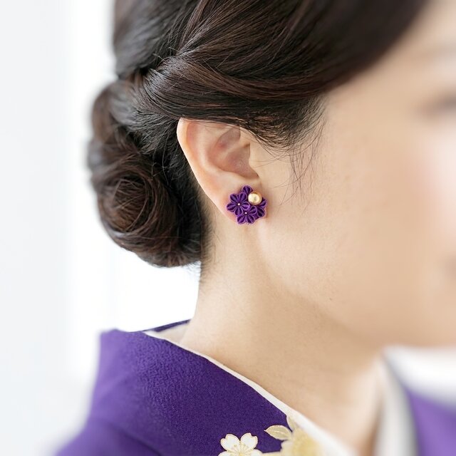 大人の和装ピアス / イヤリング 】 京紫｜訪問着・結婚式・パーティー