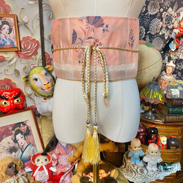 名古屋帯 リメイク サッシュベルト 飾り帯 和洋折衷 L〜LL対応 優しい