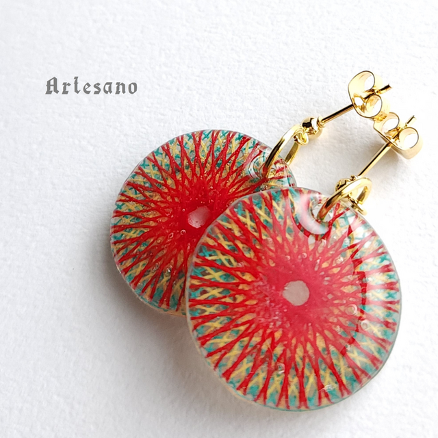 曼荼羅 ピアス ～Turquoise×Red～ *Artesano* | iichi 日々の暮らしを