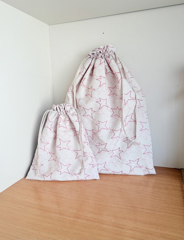 巾着2個セット 巾着2つセット（星柄刺繍） | iichi 日々の暮らしを心地よくする